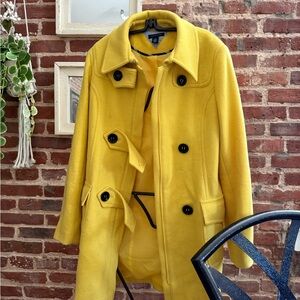 Tommy Hilfiger Yellow Pea Coat with Wide Lapels